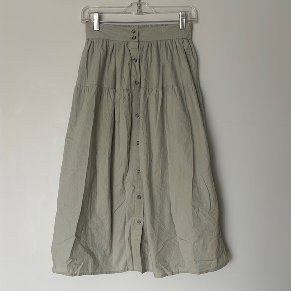 Sage Green Prairie Midi Skirt